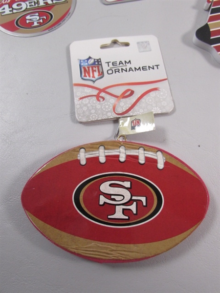 NEW SAN FRANCISCO 49ER'S ORNAMENTS & CHRISTMAS GNOME