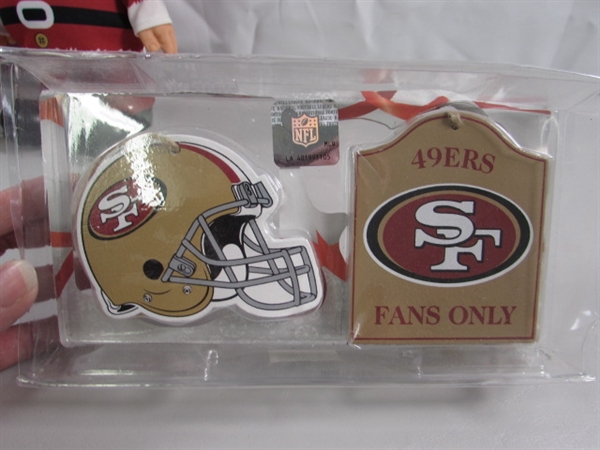 NEW SAN FRANCISCO 49ER'S ORNAMENTS & CHRISTMAS GNOME