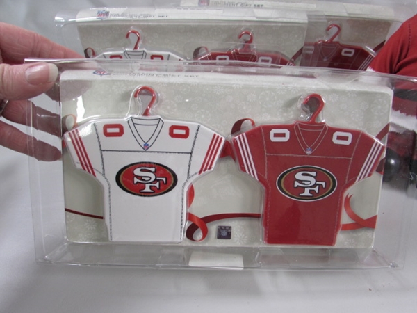 NEW SAN FRANCISCO 49ER'S ORNAMENTS & CHRISTMAS GNOME