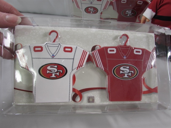 NEW SAN FRANCISCO 49ER'S ORNAMENTS & CHRISTMAS GNOME