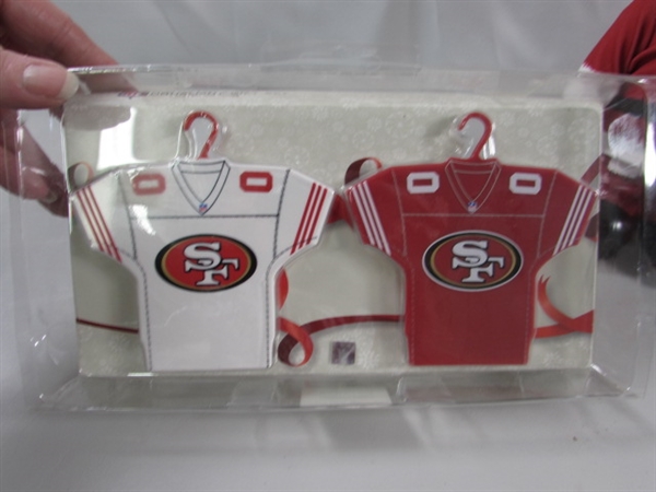 NEW SAN FRANCISCO 49ER'S ORNAMENTS & CHRISTMAS GNOME