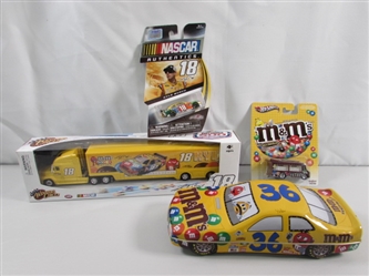 DIE CAST M&M RACING CARS/TRUCK & M&M "SMOKIN GRILL" HOTWHEELS CAR & TIN