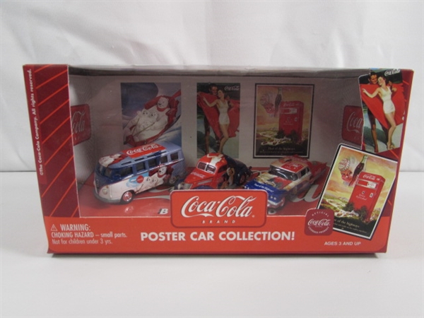 NEW 1:64 SCALE COCA COLA POSTER DIECAST CAR SET