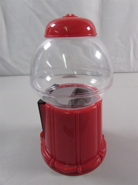 BLUE METAL & RED PLASTIC GUMBALL MACHINES