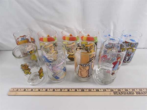 VINTAGE CHARACTER DRINKING GLASSES 1980'S