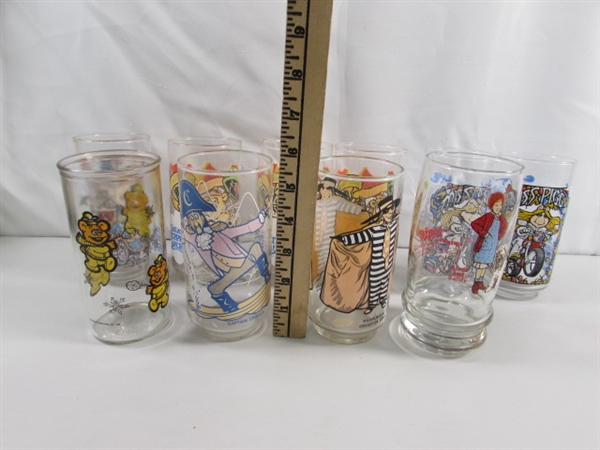 VINTAGE CHARACTER DRINKING GLASSES 1980'S