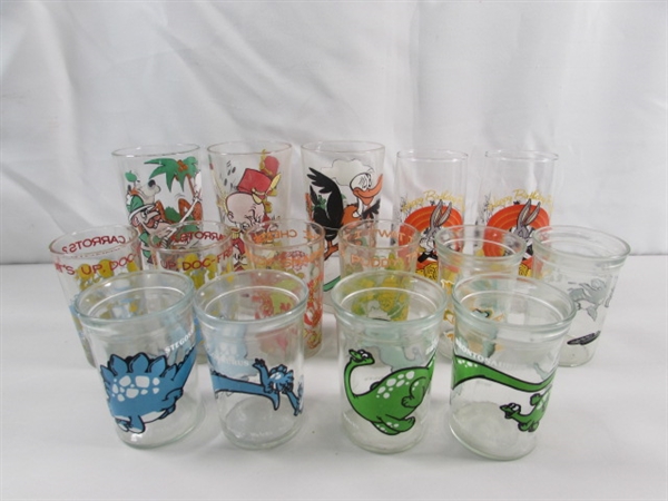 LOONEY TUNES & DINOSAUR GLASSES, JELLY GLASSES & MORE