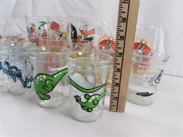 LOONEY TUNES & DINOSAUR GLASSES, JELLY GLASSES & MORE