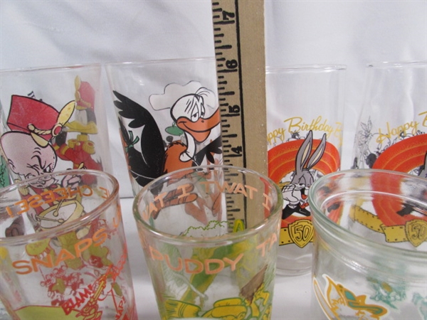 LOONEY TUNES & DINOSAUR GLASSES, JELLY GLASSES & MORE