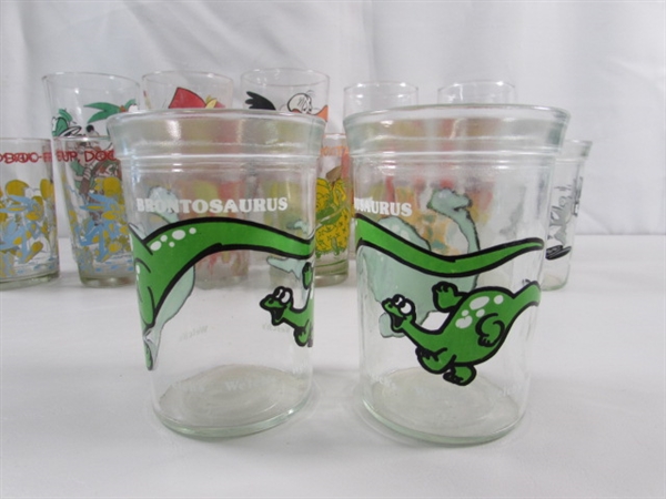 LOONEY TUNES & DINOSAUR GLASSES, JELLY GLASSES & MORE