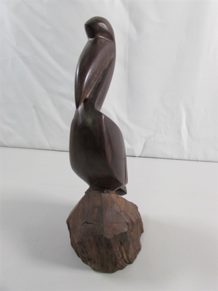 SWORDFISH & PELICAN CARVED IRONWOOD STATUES