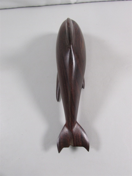 PAIR OF CARVED IRONWOOD DOLPHIN STATUES