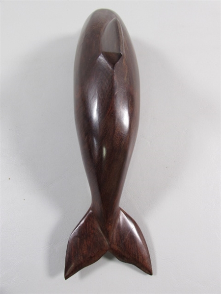 PAIR OF CARVED IRONWOOD DOLPHIN STATUES