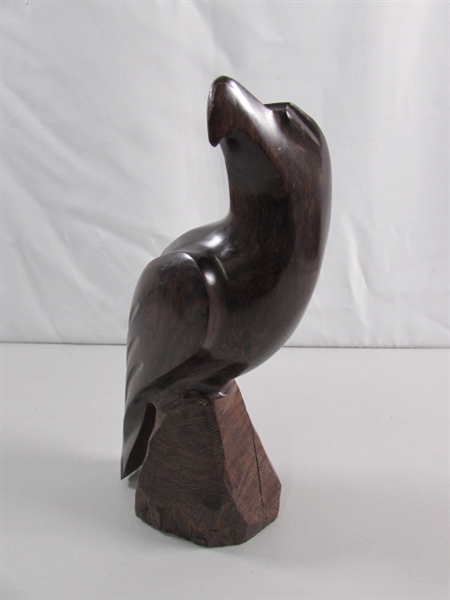 CARVED HAWK IRONWOOD STATUE