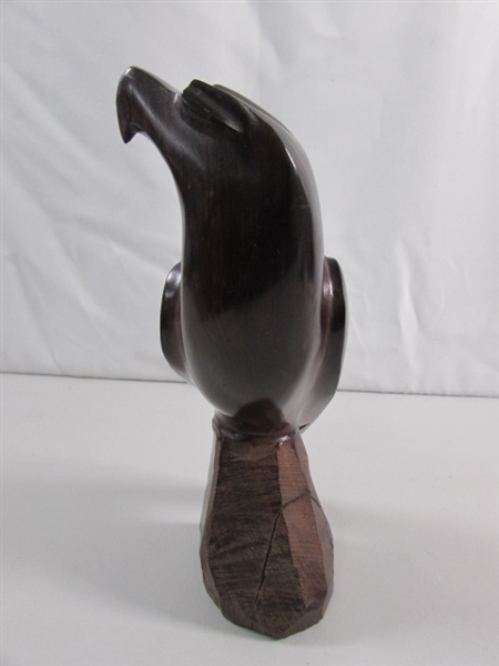 CARVED HAWK IRONWOOD STATUE