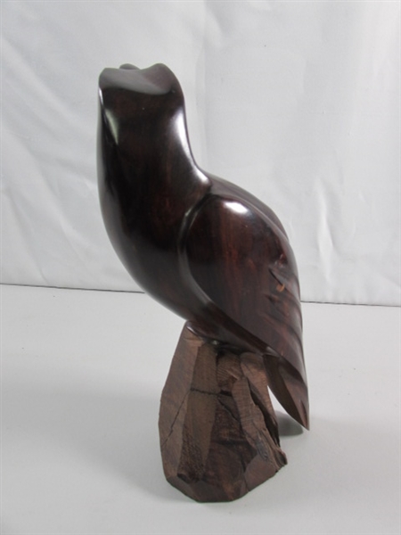 CARVED HAWK IRONWOOD STATUE