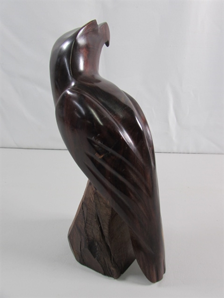 CARVED HAWK IRONWOOD STATUE