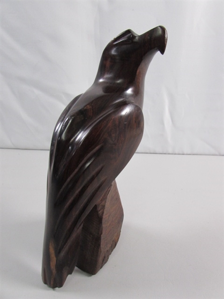 CARVED HAWK IRONWOOD STATUE