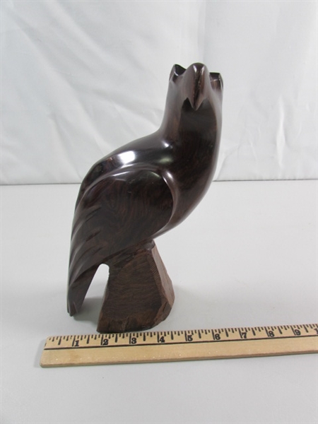 CARVED HAWK IRONWOOD STATUE