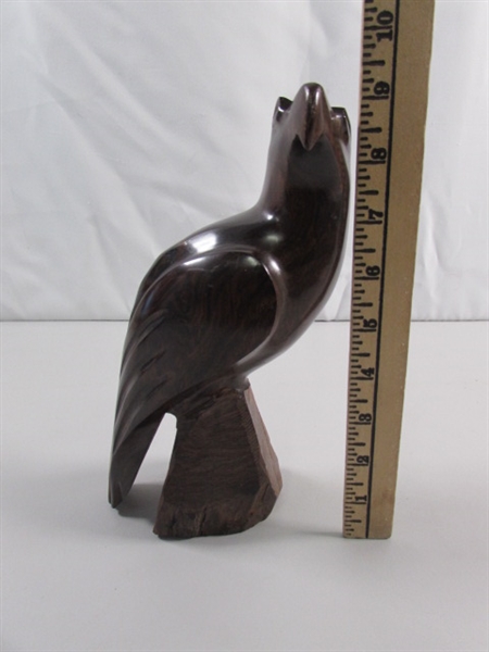 CARVED HAWK IRONWOOD STATUE