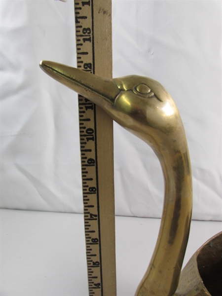 BRASS SWAN PLANTER STATUE