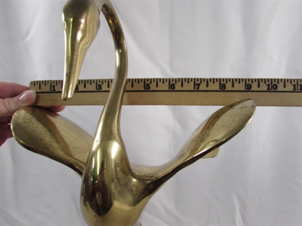 VINTAGE BRASS CRANE SCULPTURE