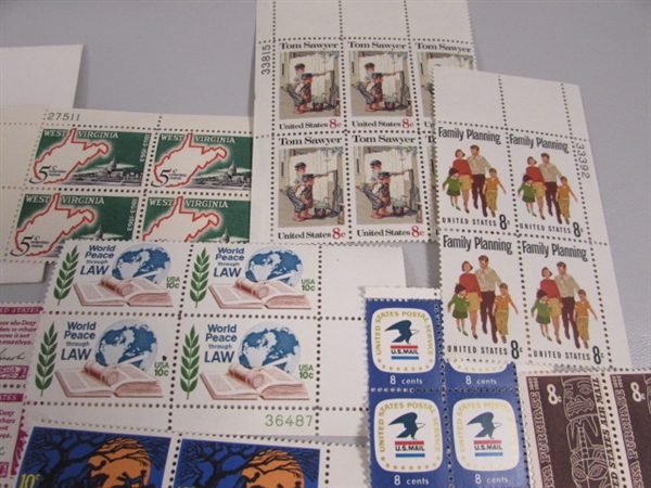 VINTAGE COLLECTORS POSTAGE STAMP BLOCKS MOST IN GLASSINE ENVELOPES