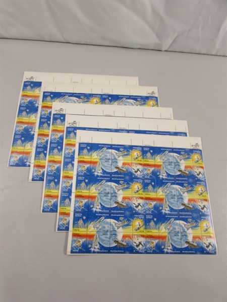 11 SHEETS OF 18 CENT GUMMED POSTAGE STAMPS - SPACE EXPLORATION