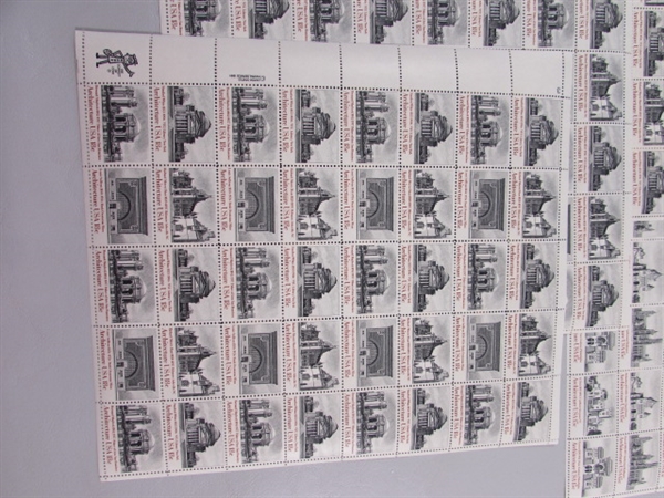 6 SHEETS OF 15 & 18 CENT ARCHITECTURE GUMMED POSTAGE STAMPS