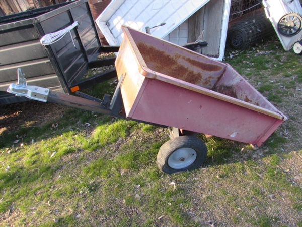 TOW-BEHIND DUMP CART FOR LAWN TRACTOR OR ATV W/1 7/8 BALL HITCH