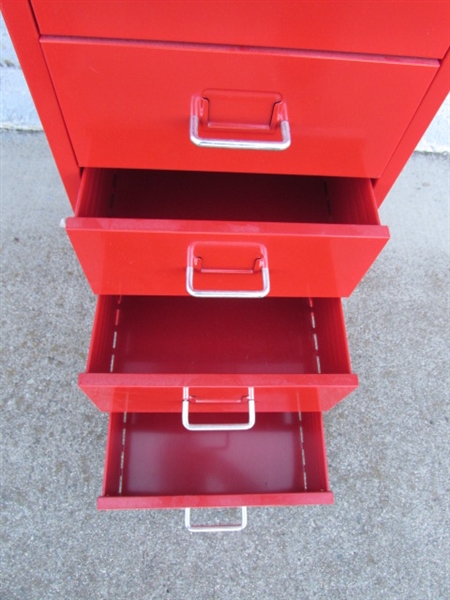 6-DRAWER METAL IKEA HELMER RED ORGANIZER W/WHEELS #1