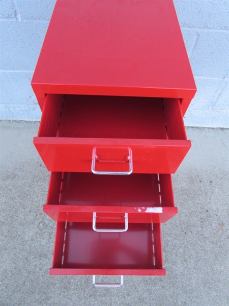 6-DRAWER METAL IKEA HELMER RED ORGANIZER W/WHEELS #1