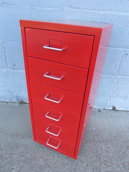 6-DRAWER METAL IKEA HELMER RED ORGANIZER W/WHEELS #2