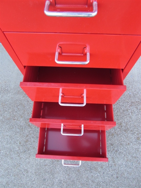 6-DRAWER METAL IKEA HELMER RED ORGANIZER W/WHEELS #2