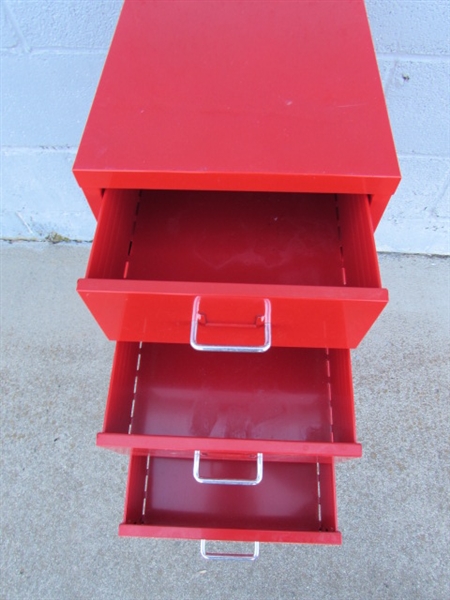 6-DRAWER METAL IKEA HELMER RED ORGANIZER W/WHEELS #2