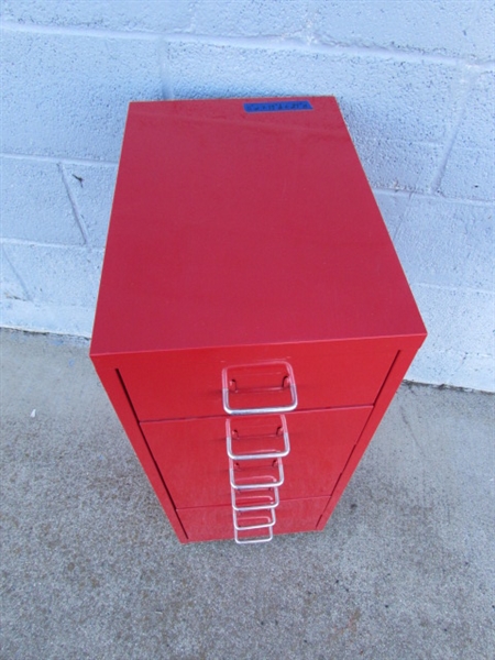 6-DRAWER METAL IKEA HELMER RED ORGANIZER W/WHEELS #3