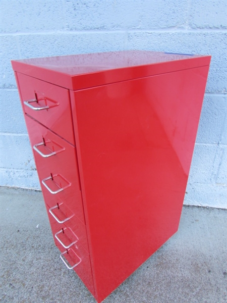 6-DRAWER METAL IKEA HELMER RED ORGANIZER W/WHEELS #3