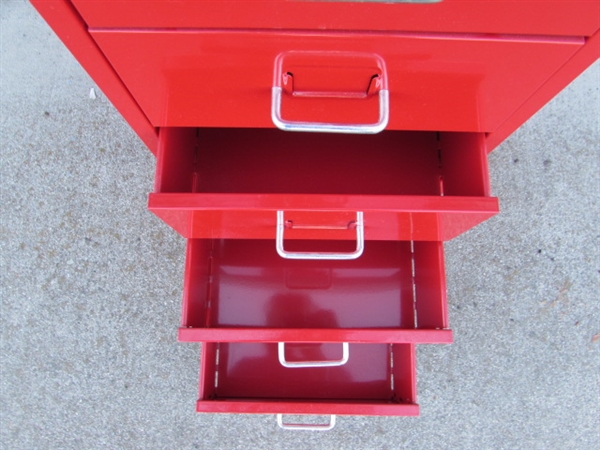 6-DRAWER METAL IKEA HELMER RED ORGANIZER W/WHEELS #3