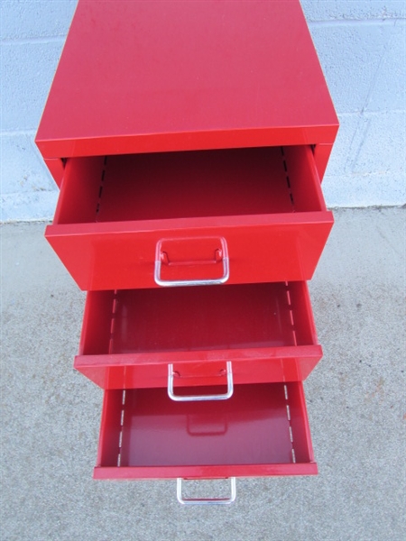 6-DRAWER METAL IKEA HELMER RED ORGANIZER W/WHEELS #3