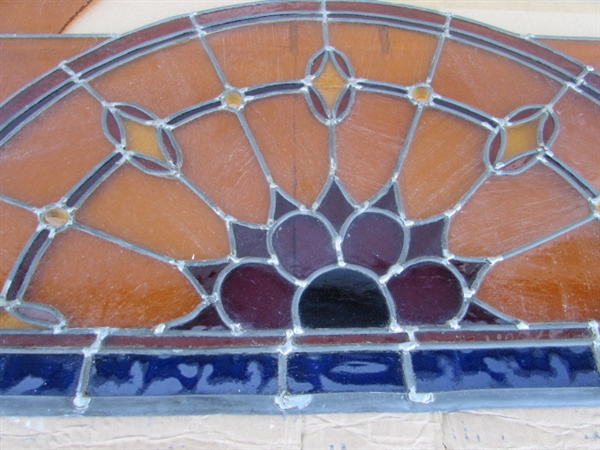 LEADED STAINED GLASS PANEL - NEEDS REPAIR