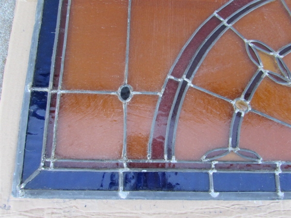 LEADED STAINED GLASS PANEL - NEEDS REPAIR