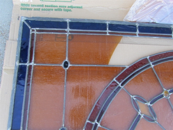 LEADED STAINED GLASS PANEL - NEEDS REPAIR