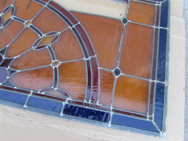 LEADED STAINED GLASS PANEL - NEEDS REPAIR