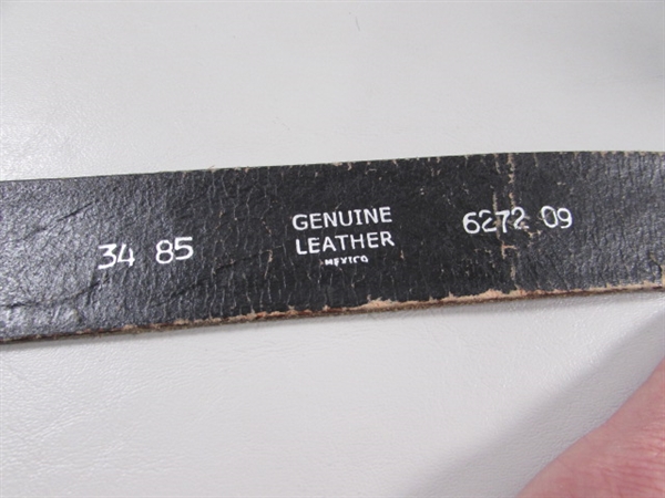 VINTAGE LEATHER AMMO BELT & 2 LEATHER BELTS W/BUCKLES