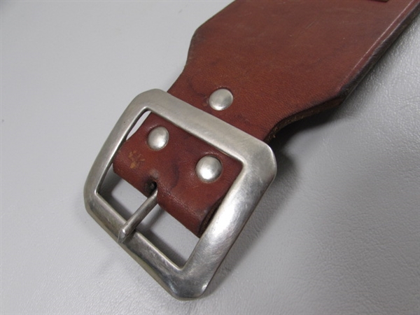 VINTAGE LEATHER AMMO BELT & 2 LEATHER BELTS W/BUCKLES