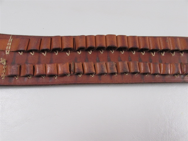 VINTAGE LEATHER AMMO BELT & 2 LEATHER BELTS W/BUCKLES