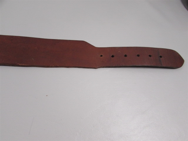 VINTAGE LEATHER AMMO BELT & 2 LEATHER BELTS W/BUCKLES
