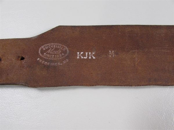 VINTAGE LEATHER AMMO BELT & 2 LEATHER BELTS W/BUCKLES