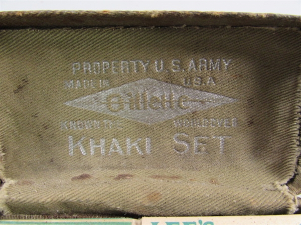 VINTAGE FOUNTAIN PEN, WWI ARMY ISSUE SHAVING KIT & WHISKEY PUZZLE