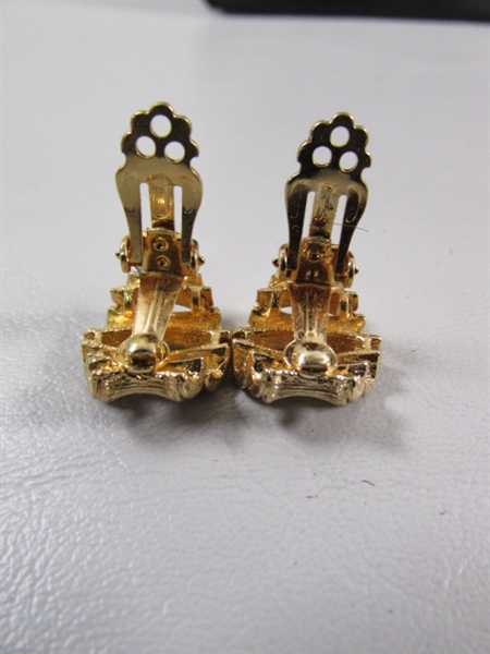 2 VINTAGE BROOCHES W/MATCHING CLIP-ON STYLE EARRINGS